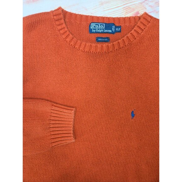 Polo Ralph Lauren Mens 2LT Orange Knit Sweater 100% Cotton - Picture 4 of 7